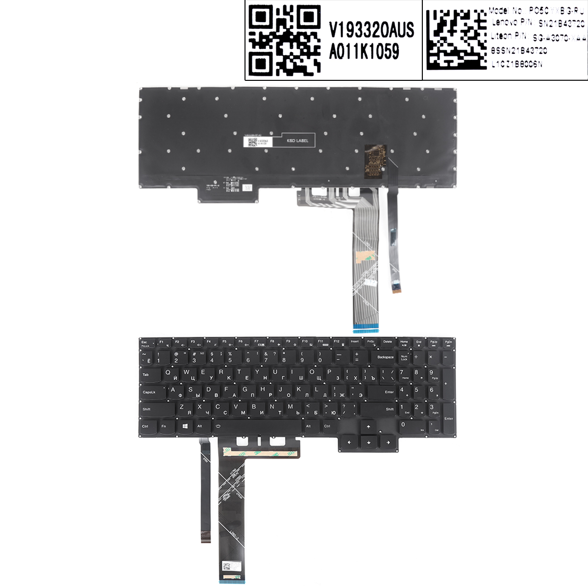 Picture of New Replacement Laptop Keyboard For lenovo ideapad 3-15imh05 3-15arh05 3-15ach gy530 gy550 gy570 BLACK（Full Colorful Backlit，win8) RU Layout